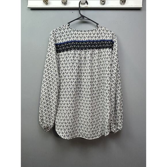 AX Studio Blouse Womens Large‎ Boho Floral V Neck Long Sleeve Top - Picture 2 of 8